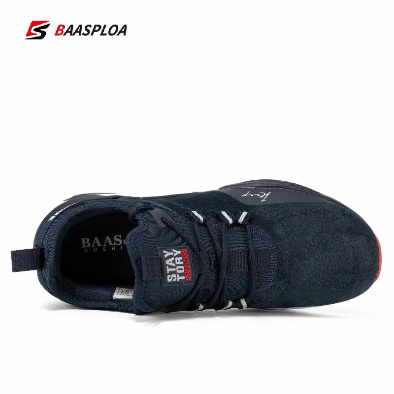 Baasploa New Men\'s Suede Shoes Waterproof Sneakers Non-slip Casual Running Shoes Fashion Male Damping Outdoor Walking Shoes