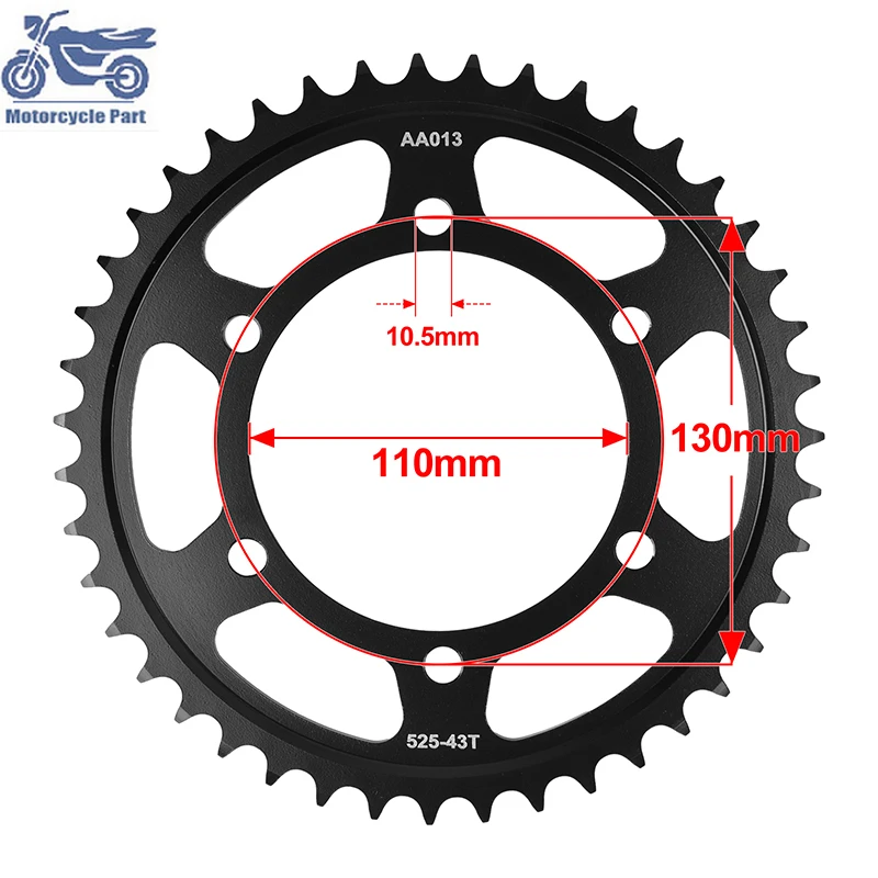 For YAMAHA FZ-07 FZ07 MT-07 MT07 XSR700 XSR 700 FZ-10 FZ10 MT10 MT-10 SP Motorcycle Rear Sprocket 20CrMnTi 525-43T 525 Chain 43T