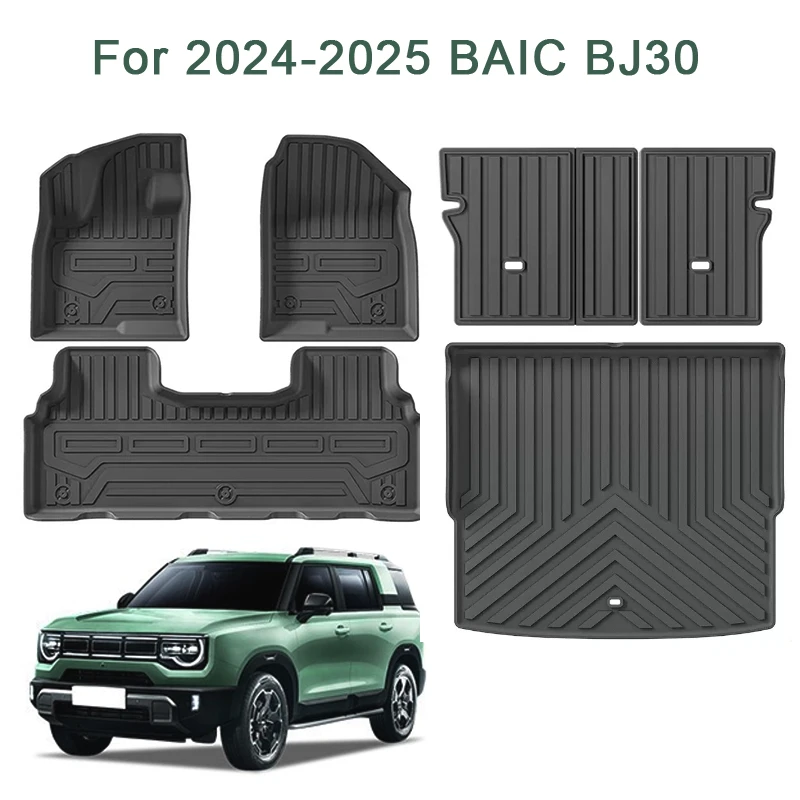 

for BAIC BJ30 2024 2025 Car Floor Mats Trunk Mat Waterproof TPE Carpet Cargo Liner All Weather Mats Floor Liner Backrest LHD