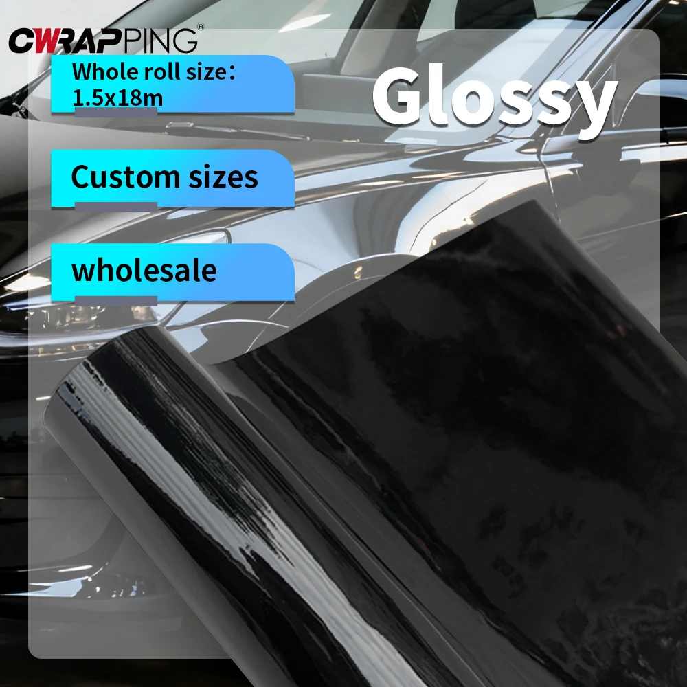 

Glossy Black Vinyl Wrap Wrapping Sheet Car Stickers Vinyl 1.5m Waterproof Self-adhesive for Car Adhesive Film Auto Body Films