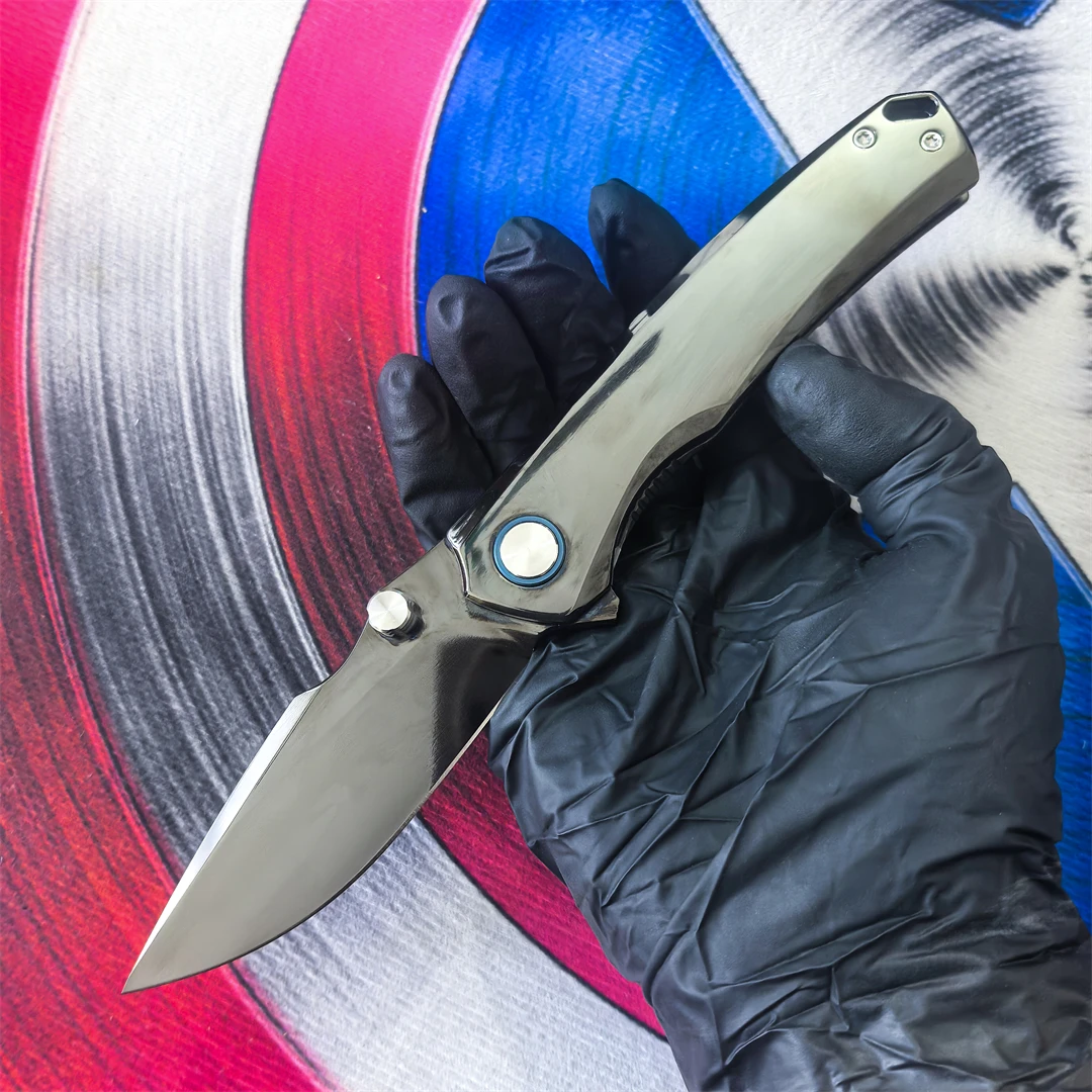 M390 Steel Folding Knife DLC Titanium Alloy Handle Bearing Camping Fishing Hunting Outdoor Rescue EDC Hiking Defense Tool