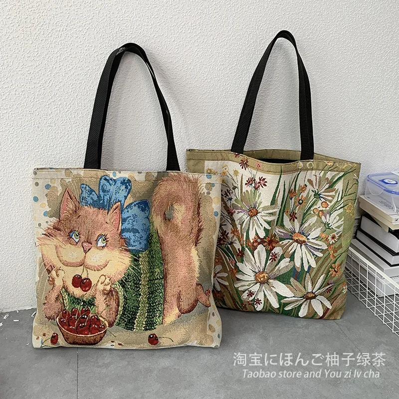 Women's Cute Student Bag Canvas Crossbody Bags Female Tote Bags Designer Light Soft Large-capacity Ladies Fashion Versatile Bags