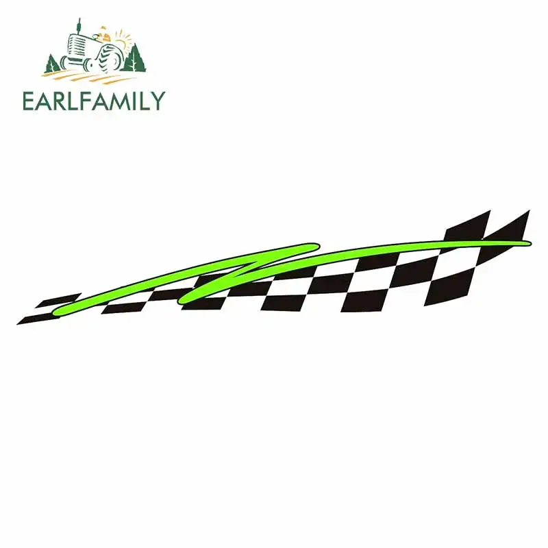 EARLFAMILY 13cm x 3cm for Black and White Grid Green Lines Left Car Stickers Personality Motorcycle Decal Trunk Car Assessoires