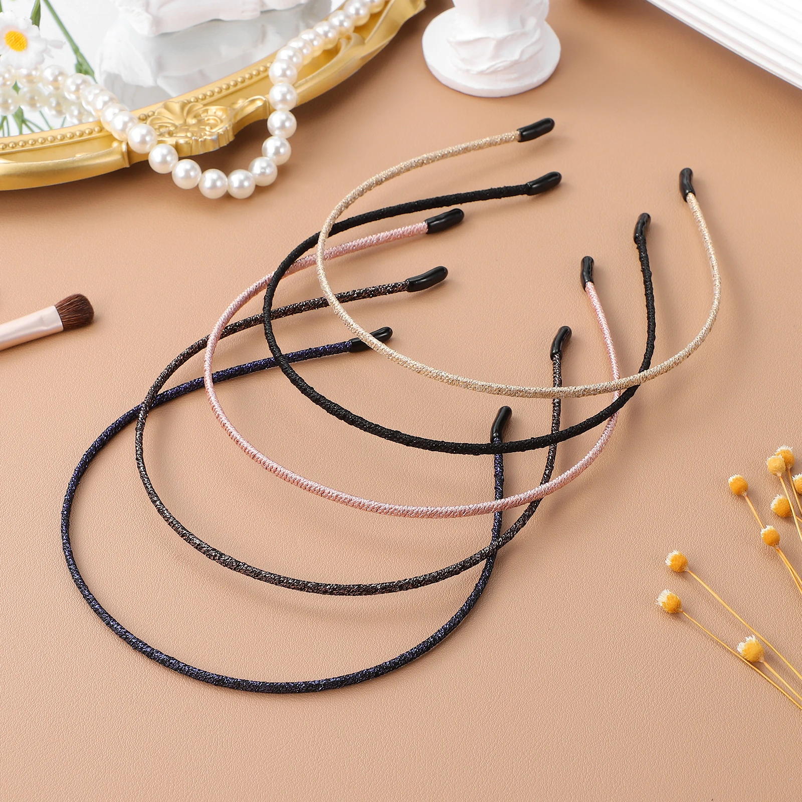 

5Pcs Retro Thin Cloth Covered Headbands Simple Stylish Hair Clasp for Women Girls Daily Party Hair Accessories