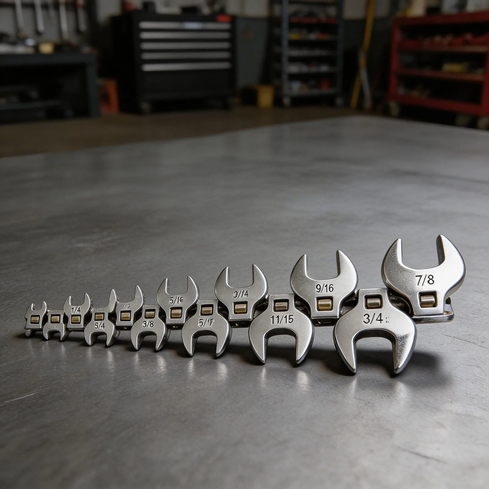 11 Piece Crowfoot Wrench Set for Carbon Steel 38 Inch Drive with Metric and for sae Sizes for Tight Space Applications