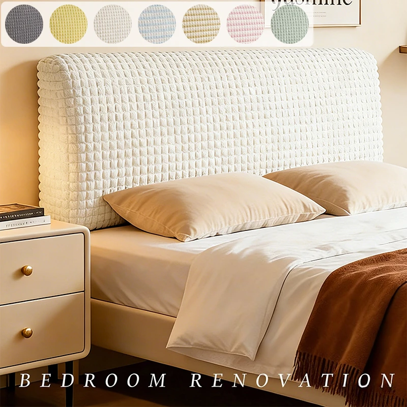 

Universal Elastic Cream Style Bedhead Slipcover Thickened All-inclusive Dustproof Wear-resistant Removable Protector for Home