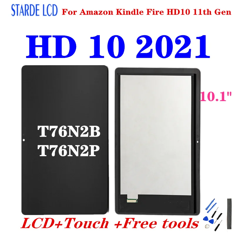 

10.1" For Amazon Kindle Fire HD 10 2021 LCD HD10 11th Gen 2021 T76N2B T76N2P LCD Display Touch Screen Digitizer Assembly