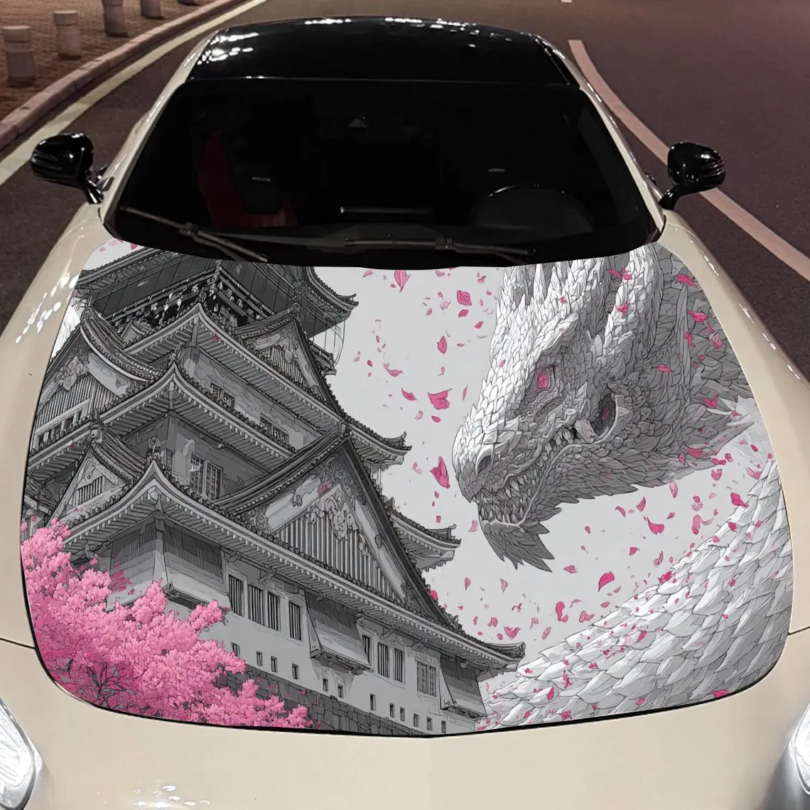 Retro Dragon print,car hood stickers,PVC waterproof Self adhesive car hood sticker,car hood decoration protection stickers,Auto