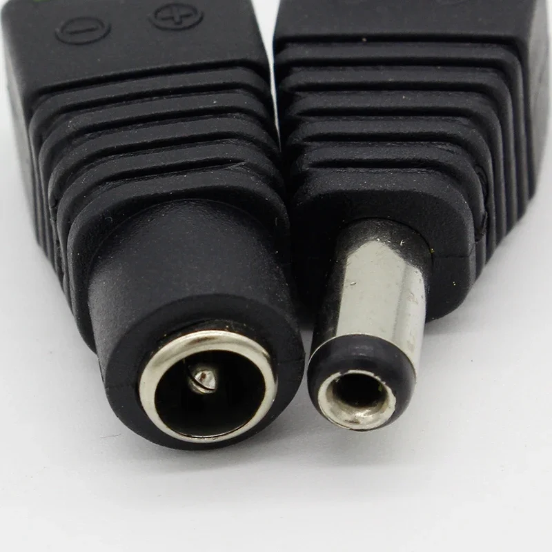 5.5mm x 2.1mm Female Male DC Power Plug Adapter for 5050 3528 5060 Single Color LED Strip and CCTV Cameras