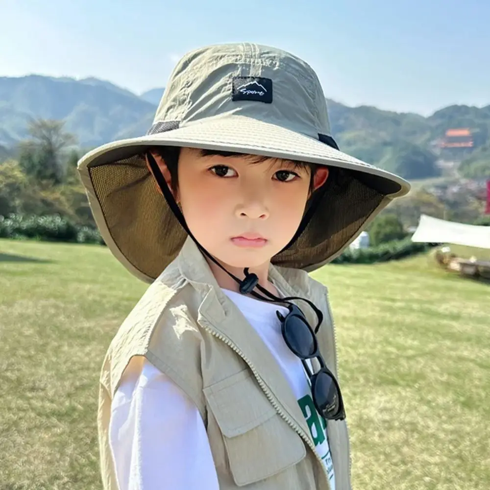 Big Brim Shawl Children's Summer Hat Neck Ear Cover Sun Protection Kids Sunscreen Hat Breathable Bucket Cap Kids Beach Caps