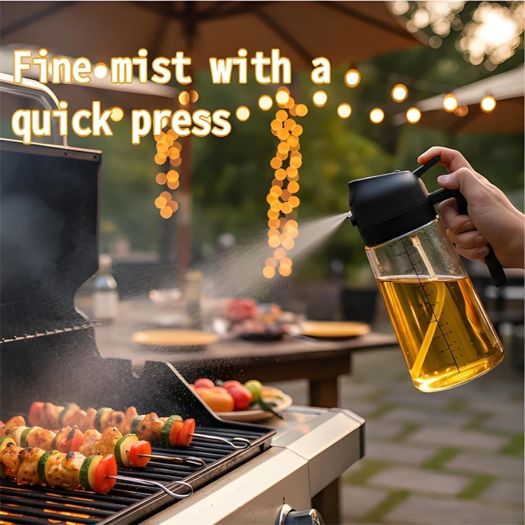 LMETJMA 2-in-1 Olivenöl-Spenderflasche, auslaufsichere Glas-Olivenölsprühflasche, Küchen-Ölsprühflasche für Heißluftfritteuse, Salat, BBQ – Detail 12