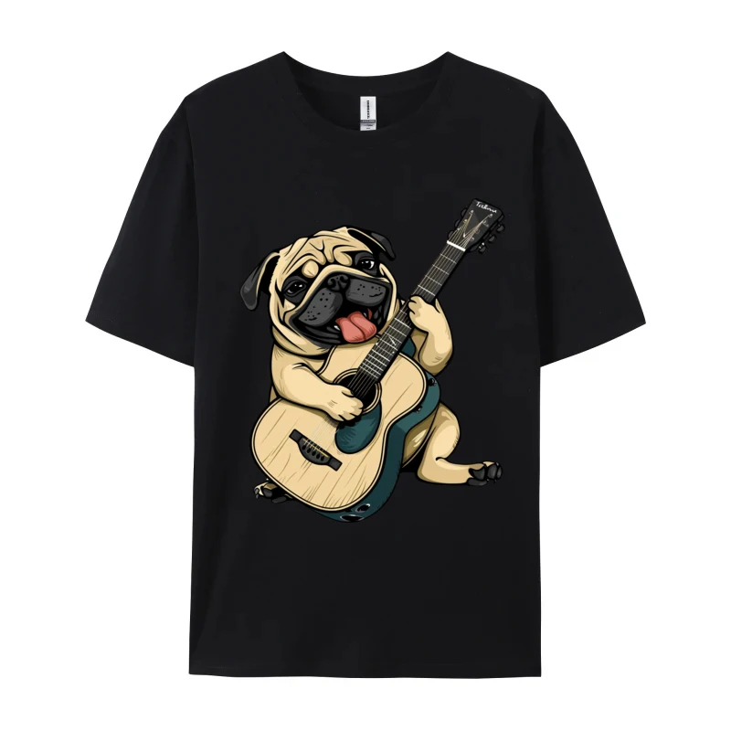 Vintage HipHop Pug Dog T-shirt Summer Man Clothing T-Shirt Combed Cotton Funny Clothing Shirt Round Collar