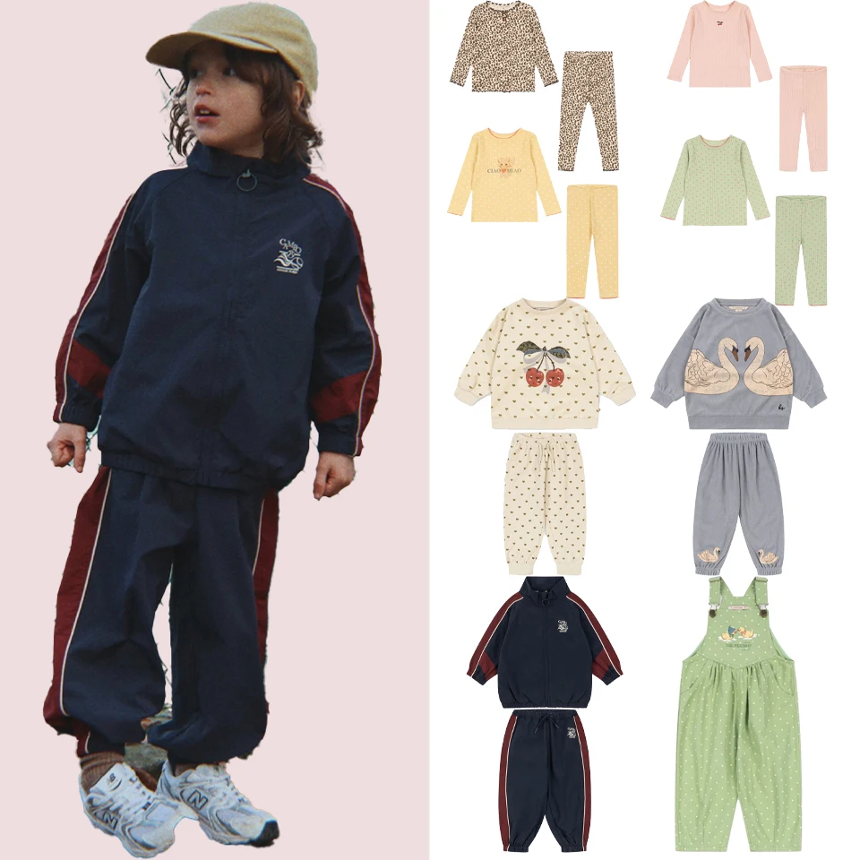 2026 NEW Autumn Winter KS Baby Boys Girl Cotton Sweatshirts Pullovers Pants Sets Kids Leopard Print Home Suit Set 1-9Y