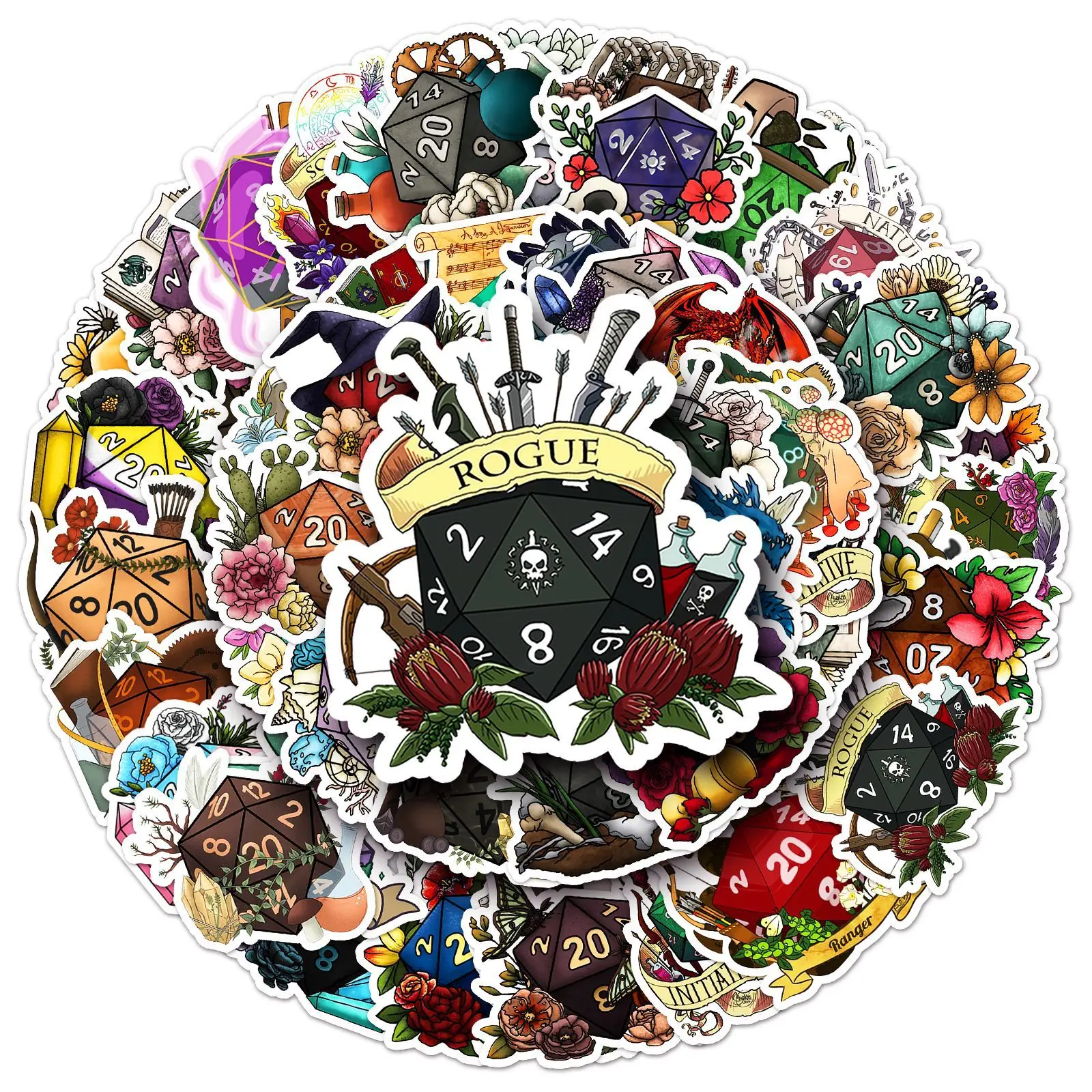 

10/50PCS Dice Dragons and Dungeon Graffiti Stickers Exquisite Sticker for Phone Computer Notebook Stationery DIY Toys Secret ﻿
