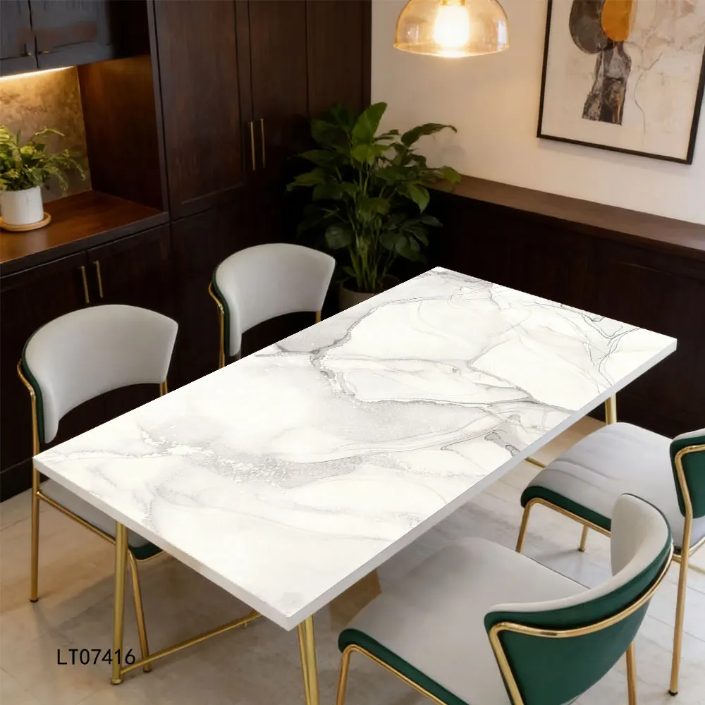 European Style Abstract Fluid Print Dining Table Stickers Self-adhesive Waterproof Kitchen Countertop Decoration Stickers view 2