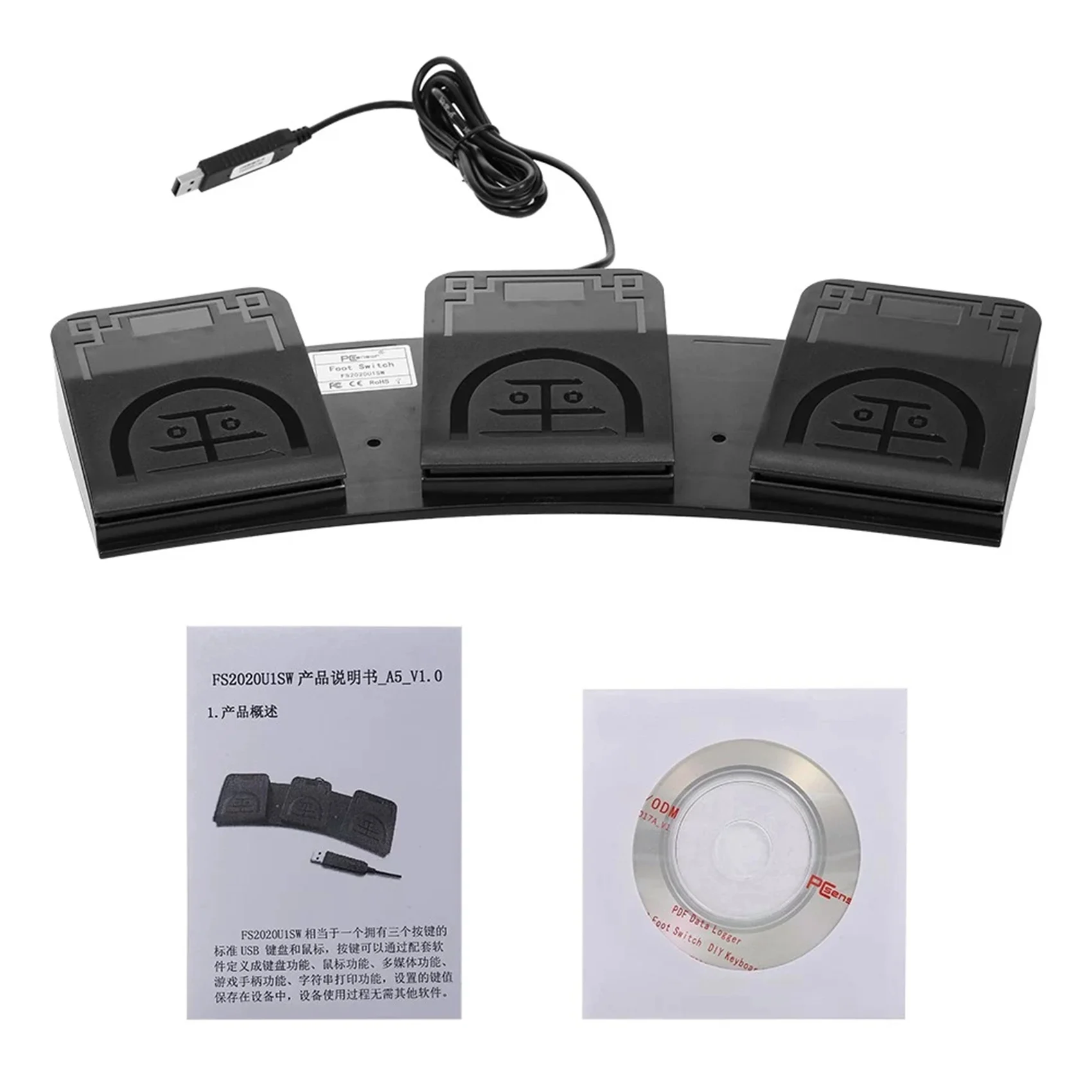 QWE-2X FS2020U1 USB Foot Switch Control Key Customized Computer Keyboard Action Pedal For Devices Instruments Computers view 3