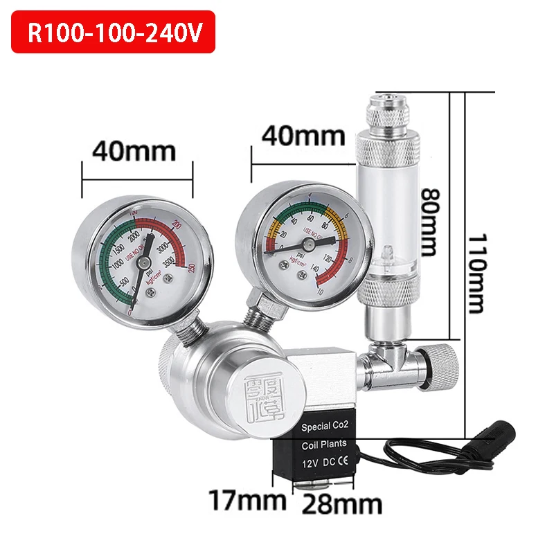 ZRDR DIY Aquarium CO2 Regler Magnetventil Seifenblasenmesser Pflanze Wasser Gras TankCO2 Reaktionskontrollsystem Druckminderventil 4