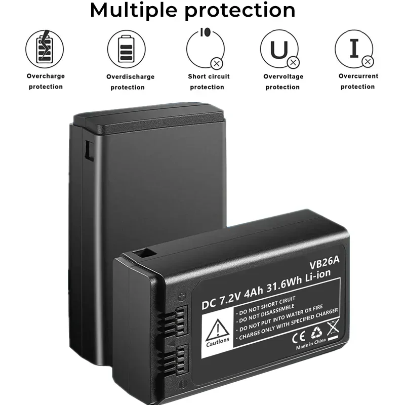 7.2V/4000mAh VB26A polimerowe akumulatory litowo-jonowe do GodoxV1S V1C V1N V1F V1O VB26A v860iiround głowica Flash Speedlite