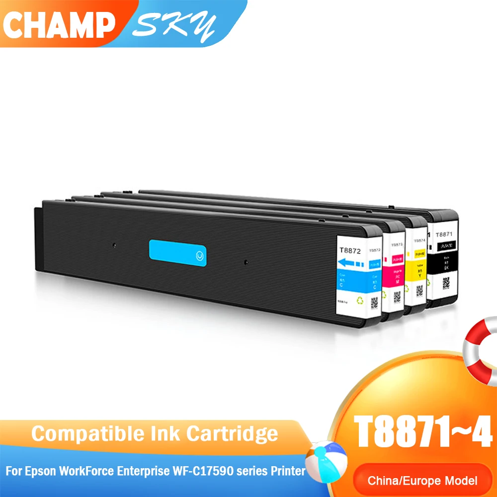Champ Sky For T8871 T8872 T8873 T8874 Premium Compatible Ink Cartridge For Epson WorkForce Enterprise WF-C17590 Series Printr