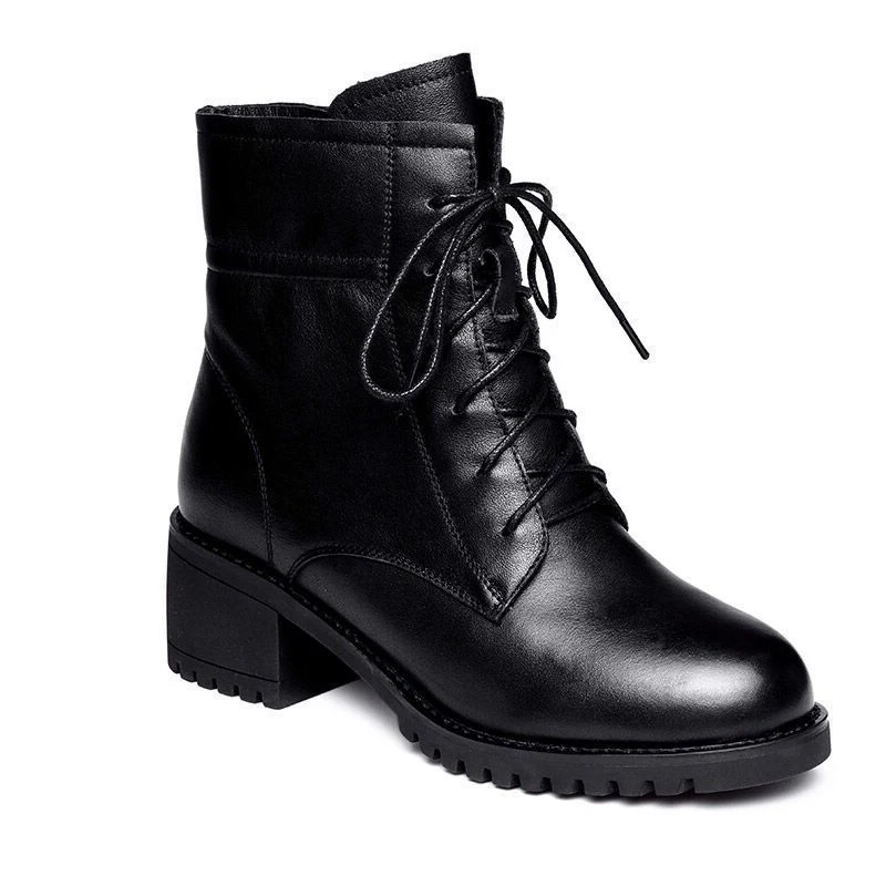 Botas Chelsea de cuero de lujo para mujer, zapatos gruesos de plataforma, botines sin cordones, tacón grueso, invierno, 2024