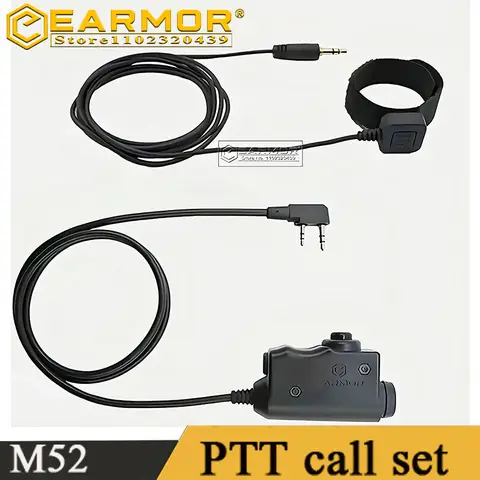 EARMOR M52 Military PTT Adapter Tactical Headset PTT Kenwood Midland Extended Finger Button Combos Hunting Tactical Gear