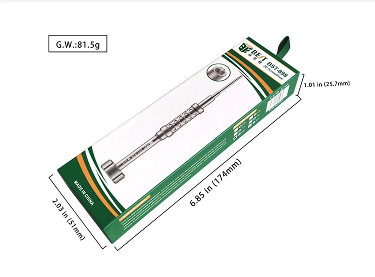 Destornillador de primera clase para reparación de teléfonos móviles, herramienta de desmontaje de perno 3D para iPhone, Samsung, evita el deslizamiento, BST-898