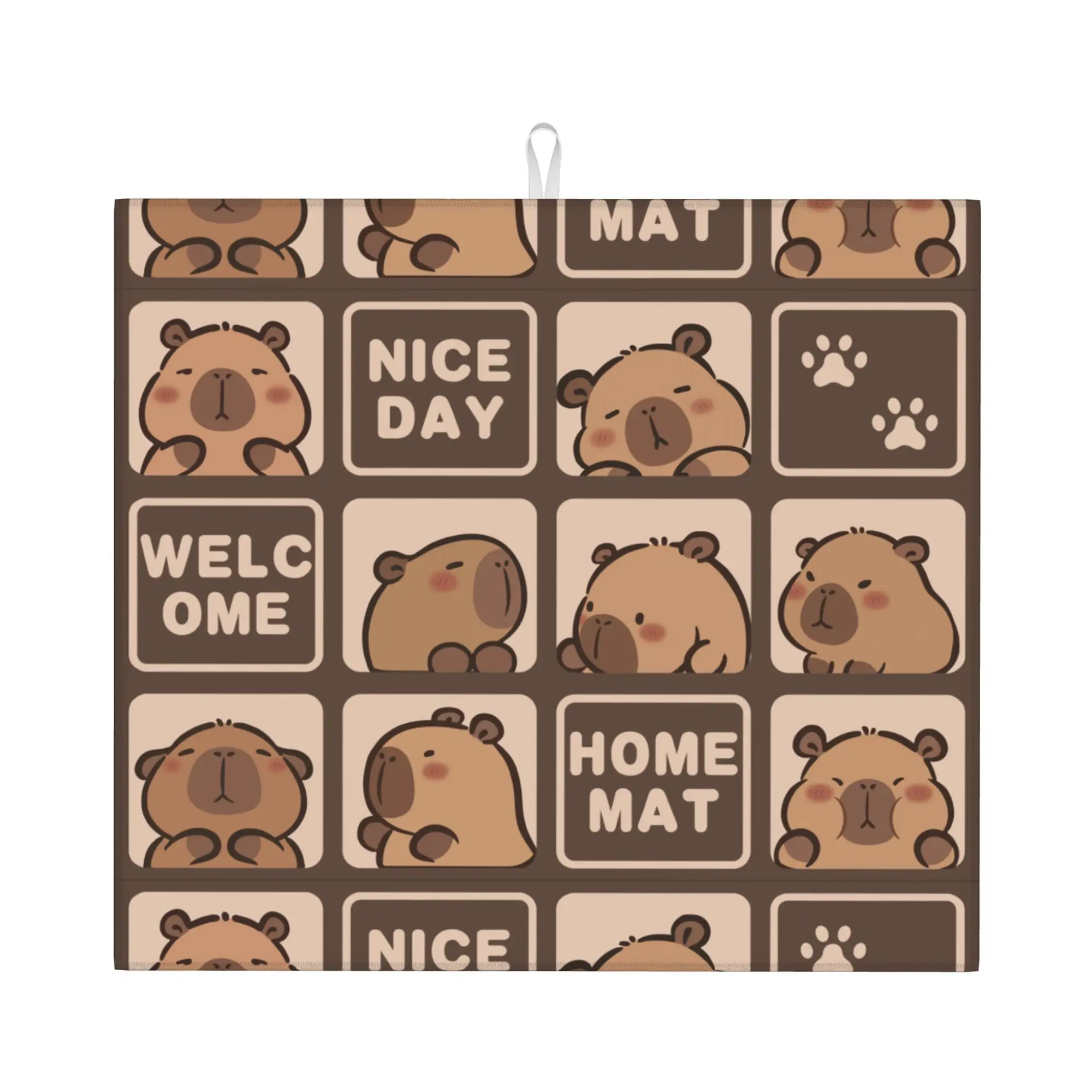 Drying Mat For Kitchen Cartoon Animal Pets Capybara Water Absorbent Waterproof Reusable  On Slip Kitchen Counter Protector Mat