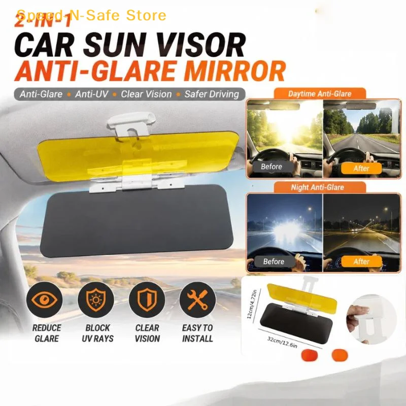 2 In 1 Universal Car Sun Visor Anti Glare UV Proof Adjustable Sun Shield for Summer Driving Eye Care
