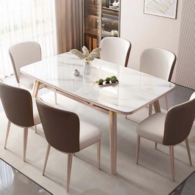 

Extendable Long Chairs Table Wooden European Modern Living Room Dining Table Round Design Mesa De Comedor Restaurant Furniture