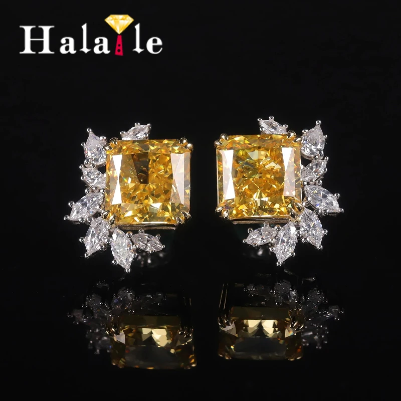 

Halaile S925 Sterling Silver Zircon High Carbon Diamond Polychrome Stud Earrings Trendy Fine Jewelry Women's Luxury Elegant Gift