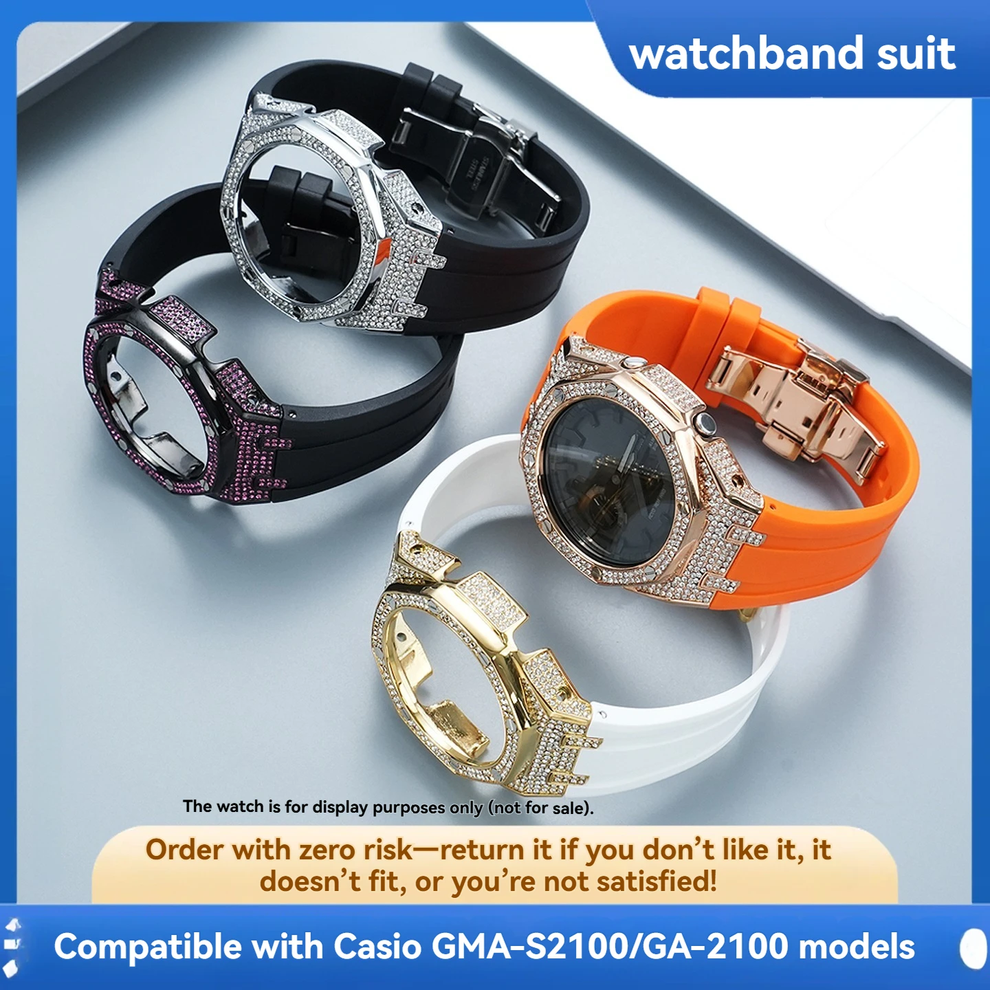 adecuado-para-casio-farmhouse-oak-gma-s2100-caja-de-acero-inoxidable-correa-de-reloj-de-silicona-impermeable-ga-2100