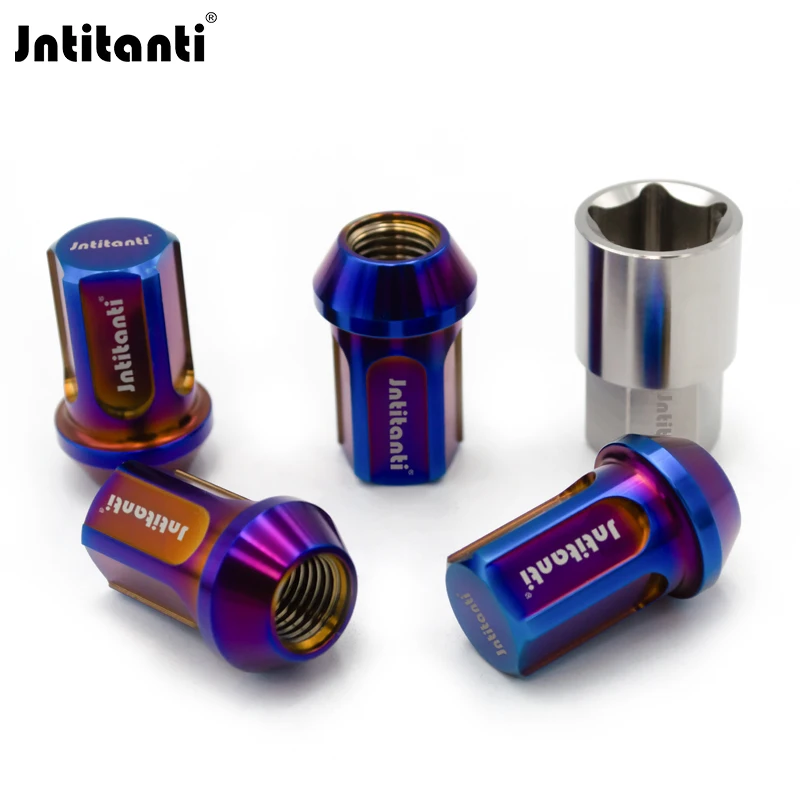 Jntitanti Gr5 titanium wheel lug lock nut anti-theft Tire nut M12x1.25x35mm for Toyota86 Nissan Suzuki Subaru