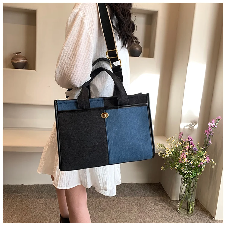 Large Denim Bag Totes Handbag and Purses Shoulder Crossbody Bag for Women 2024 New Trendy Designer Ladies Messenger Bags