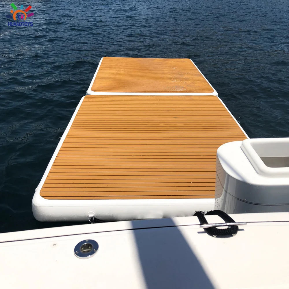 Stock Inflatable Floating Dock Platform Raft With Ladder Custom Floating Water Mat, Inflatable Floating Docks for Lakes Beach