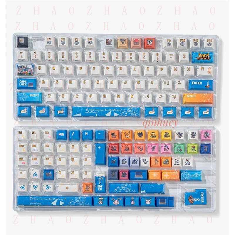 L+ Anime Digimon Adventure Keycaps PBT 146 Keys For Cherry MX Keyboard