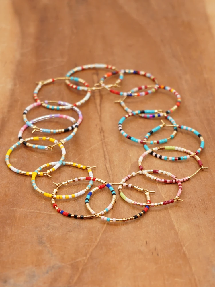 

Go2Boho Native Ethnic Style Hoop Earrings for Women Miyuki Seed Bead Statement Jewelry Simple Brincos Fall Winter Earring Gift 4
