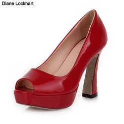 Women 11 CM High Heels Party Platform Shoes Fish Mouth Pumps Woman Stilettos Female Peep Toe Dress Shoes Lady Sandalia Feminina