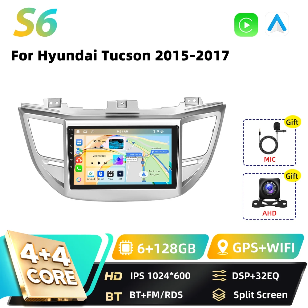 Podofo Qualcomm 8Core CarPlay Android Auto Auto Intelligente Systemen Voor Hyundai Tucson 2015-2017 GPS DSP FM RDS 2din Autoradio
