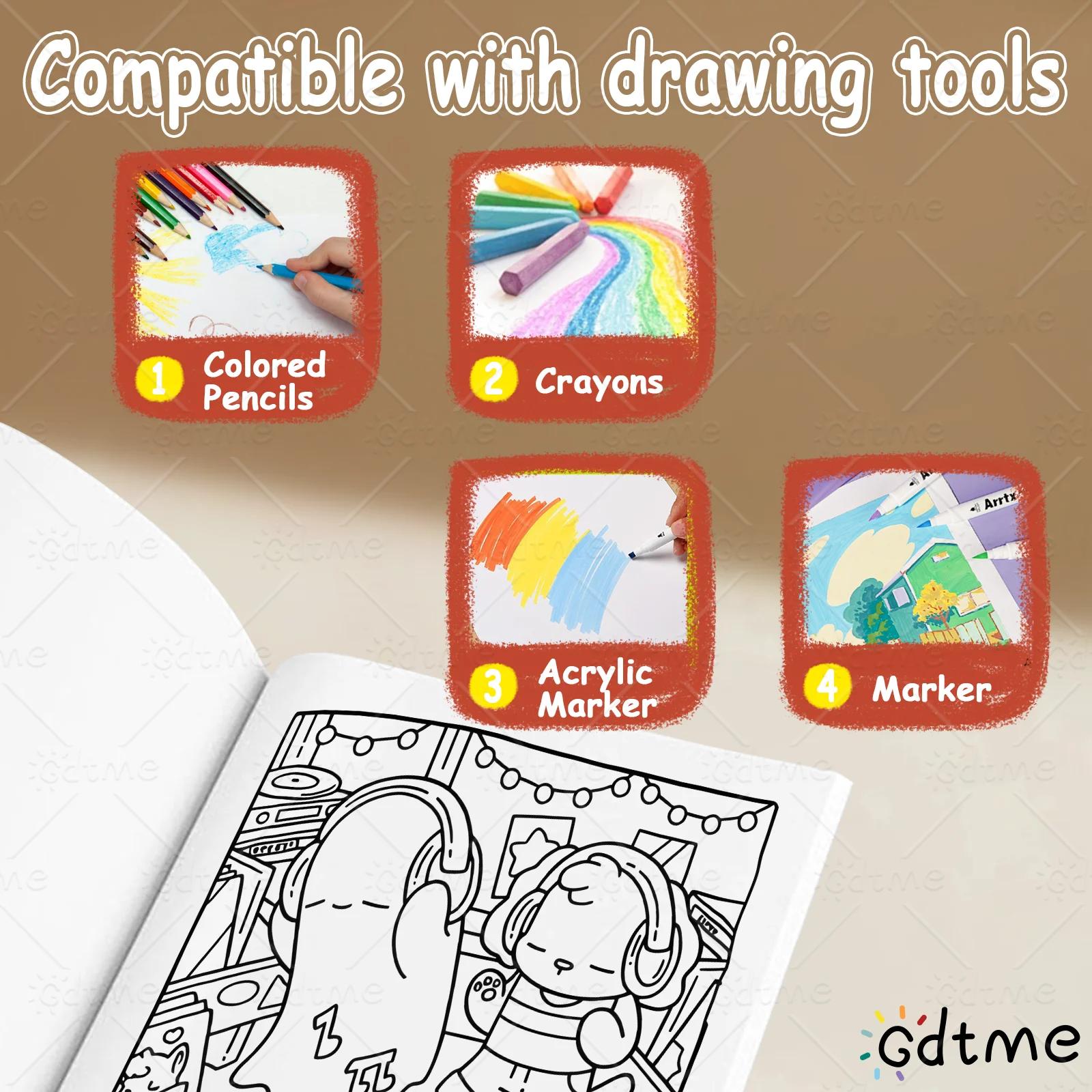 COZY MASTERPIECES Malbuch, 24 Seiten, Geschenk für Geburtstagsfeier, Stressabbau, Zeitvertreib, Graffiti, Malen, Zeichnen – Detail 4