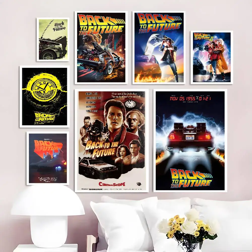 ملصق كلاسيكي لفيلم الخيال العلمي العودة إلى المستقبل HD جدار فني لزج مقاوم للماء لغرفة المعيشة المنزلية وغرفة النوم والديكور الجمالي #1
