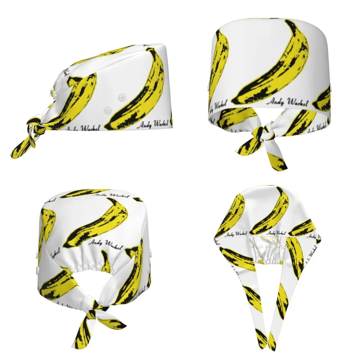 Andy Warhol Sunset Cat Cattle Banana Scrub Hat Doctor Working Surgical Cap Men Women Adjustable Nursing Caps for Dentist