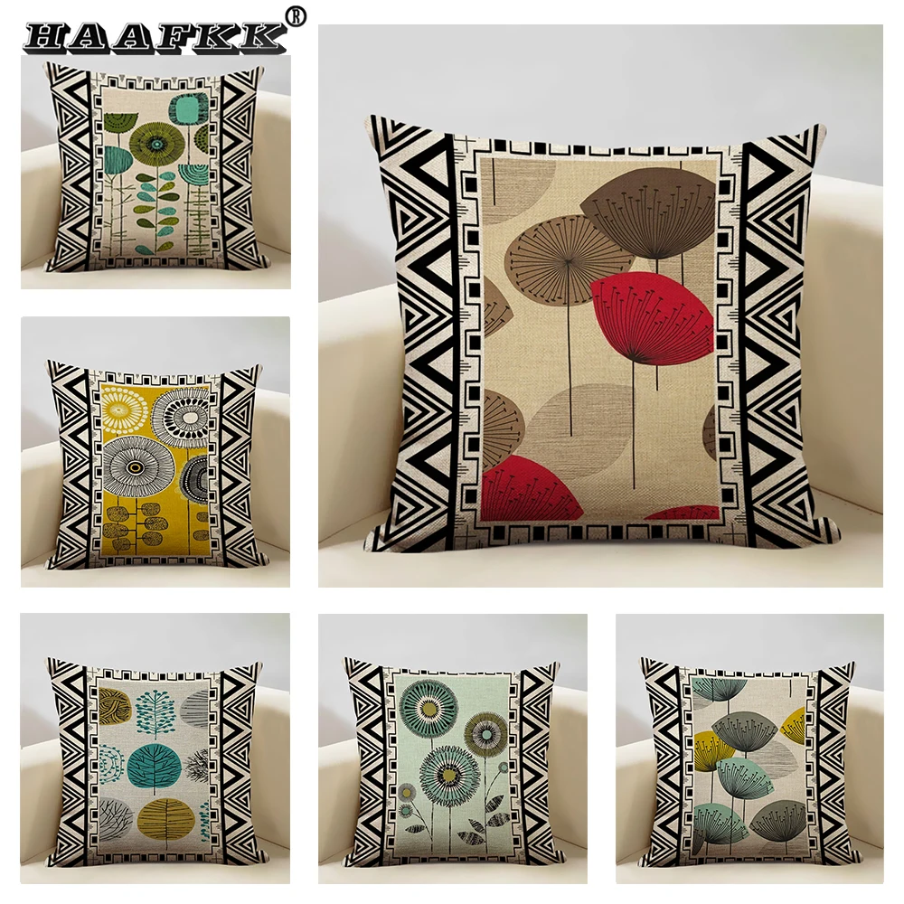 

Plant Design Cushion Geometric Sofa Art Decoration Pillow Case 45x45cm Linen Pillow Living Room Bedroom Abstract Design Pillow