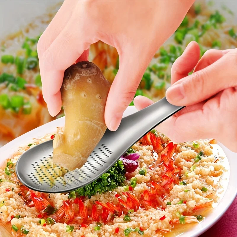 

1 Piece Stainless Steel Ginger and Garlic Mash Spoon - Hand Kitchen Tool for Mud, Easy to Clean, Durable Design, Efficiently Gri