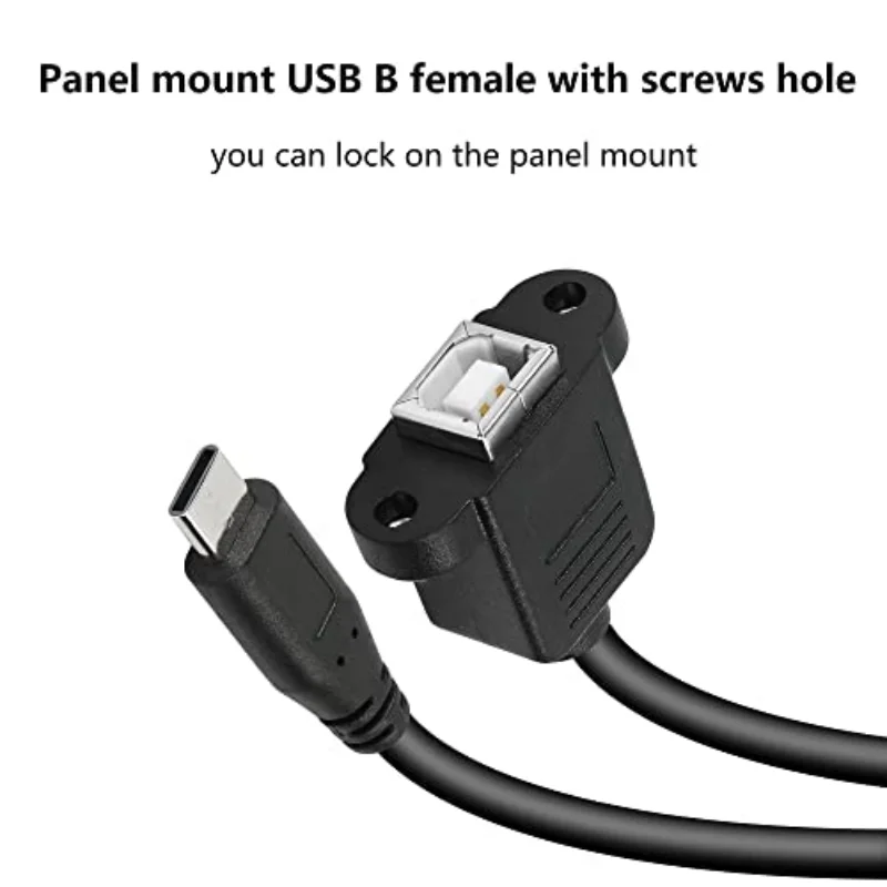 

Nku USB C To USB B Printer Cable Type-C Male To USB B Female Extension Panel Mount Cable with Screws Holes for PC Laptop Printer