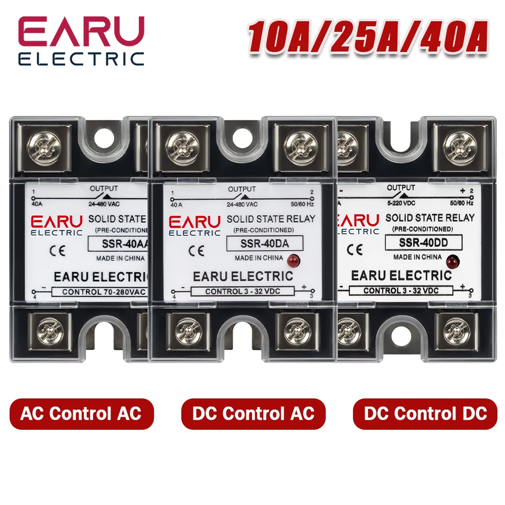 1Pcs Single Phase Solid State Relay SSR-10DA SSR-25DA SSR-40DA SSR-40AA SSR-40DD SSR 10/25/40A DD DA AA for Temperature Control
