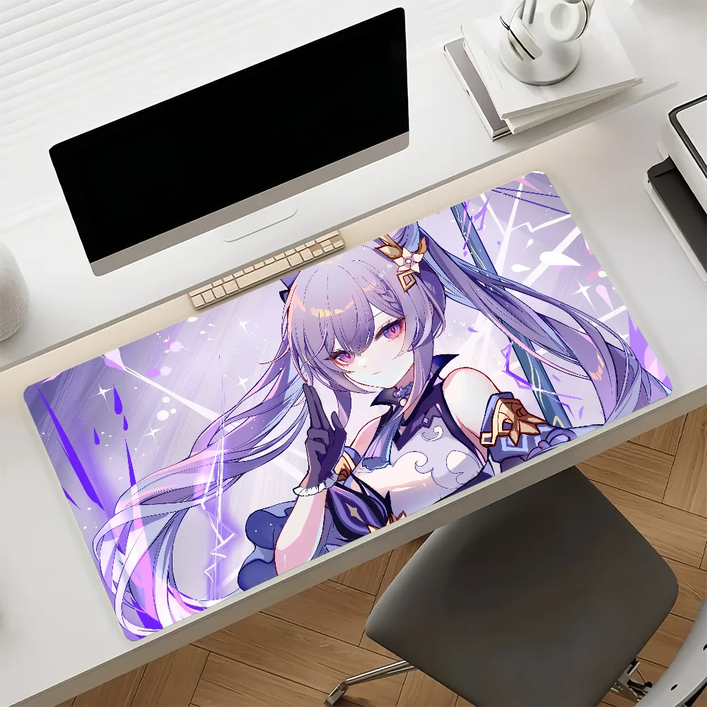 HD Printing Cute Genshin Impact Keqing Mouse Pad Gaming Anime Girll Computer Game Large Rubber Non-slip Mousepad Laptop Desk Mat