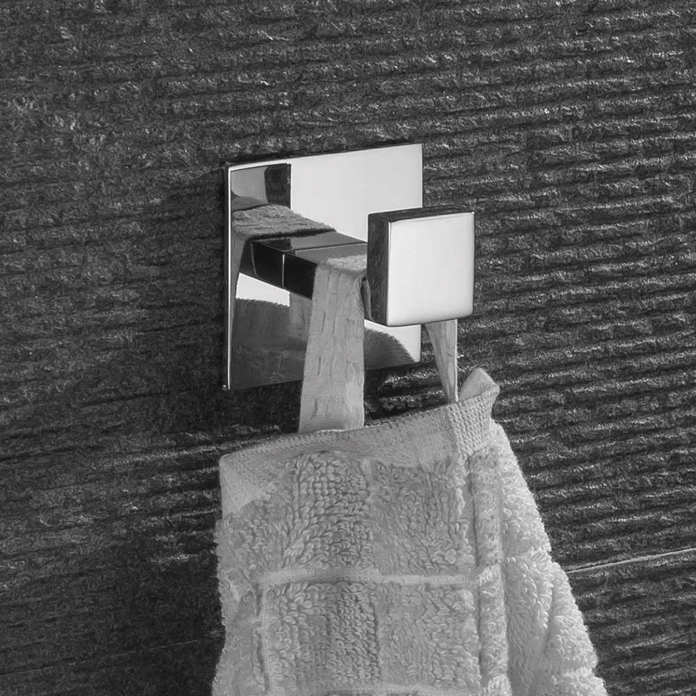 No Screw Need Modern 304 Stainless Steel Self Adhesive Bathroom Square Towel Hook Coat Hat Door  Hanger  Accessories