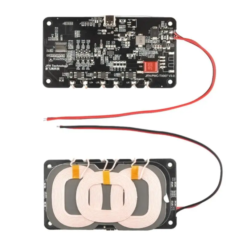 For Qi Wireless Charger Transmitter Module Circuit Board With 3 Coil 5V 9V 12V 1Pcs DIY Car Outdoor Power Supply 18W Type-C