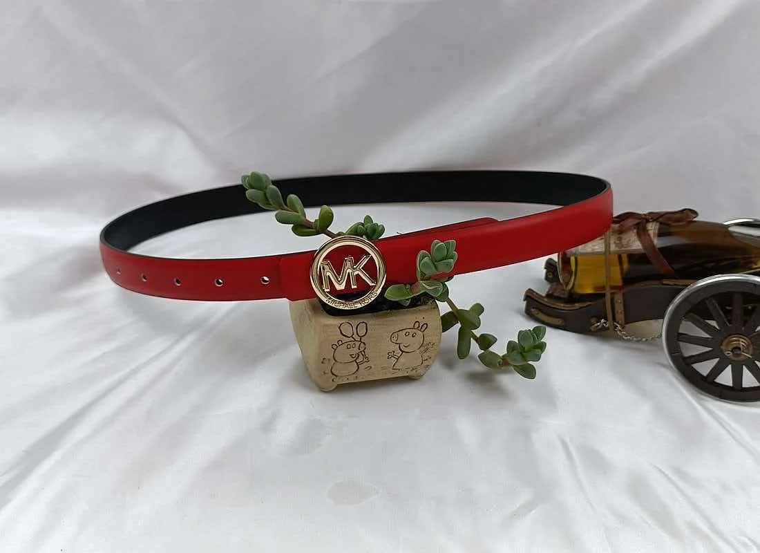 2026 New Michael Kors Designer Niche Women's Genuine Leather Belt, Multi-Color Versatile Round Buckle Belt for Fashionable Commu