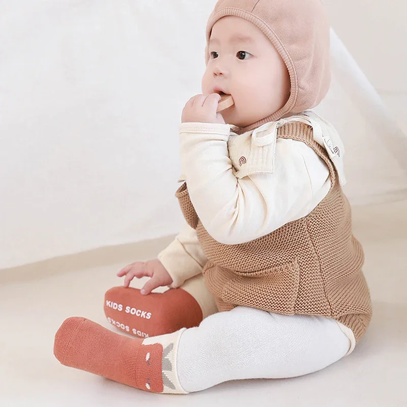 2023 Winter New Newborn Baby Socks Terry Toddler Anti-slip Baby High Long Socks Cute Sleeping Floor Stockings New Year Costume